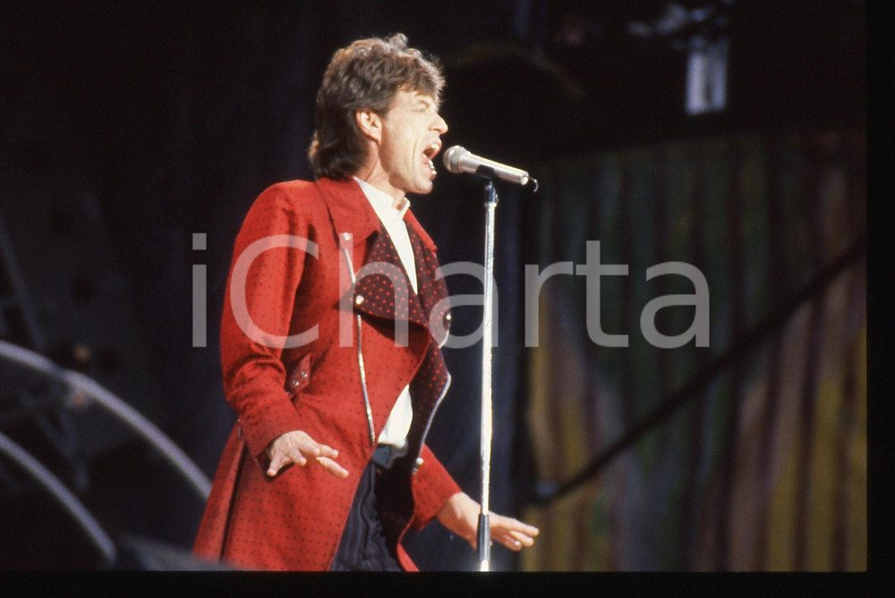 Fotografia d epoca originale 35mm vintage slide 1982 Rotterdam Mick JAGGER ROLLING STONES in concerto 2 1