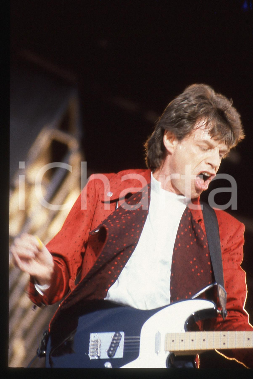Fotografia d'epoca originale 35mm vintage slide* 1982 Rotterdam Mick JAGGER ROLLING STONES  in concerto (3) 1