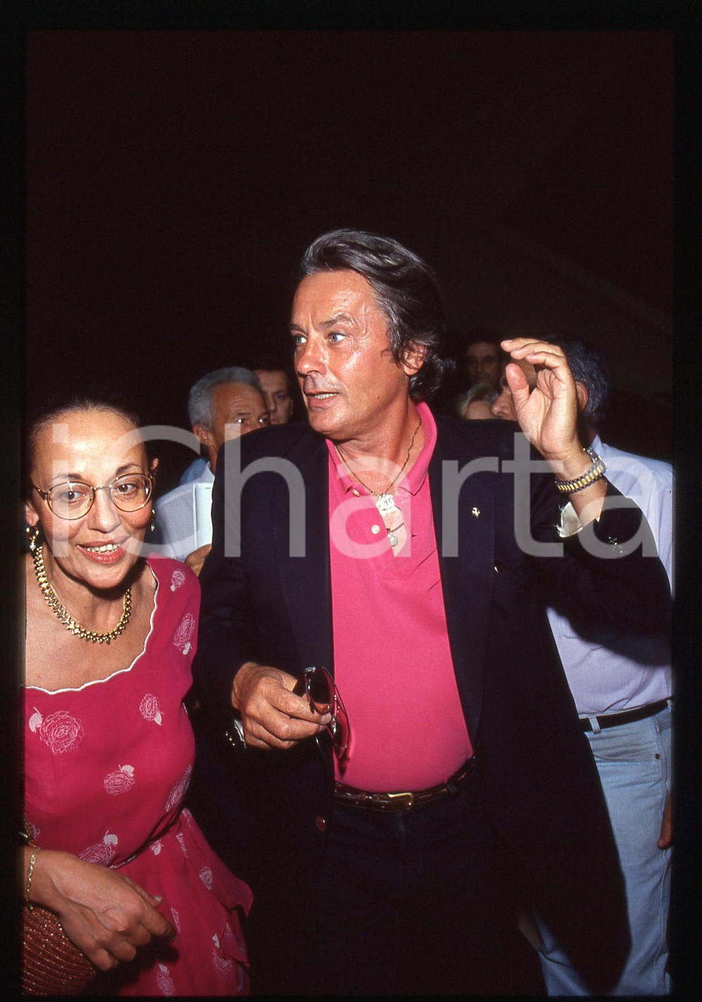 Fotografia d epoca originale 35mm vintage slide 1990ca TORINO ? COSTUME Alain DELON Ritratto dell artista 1