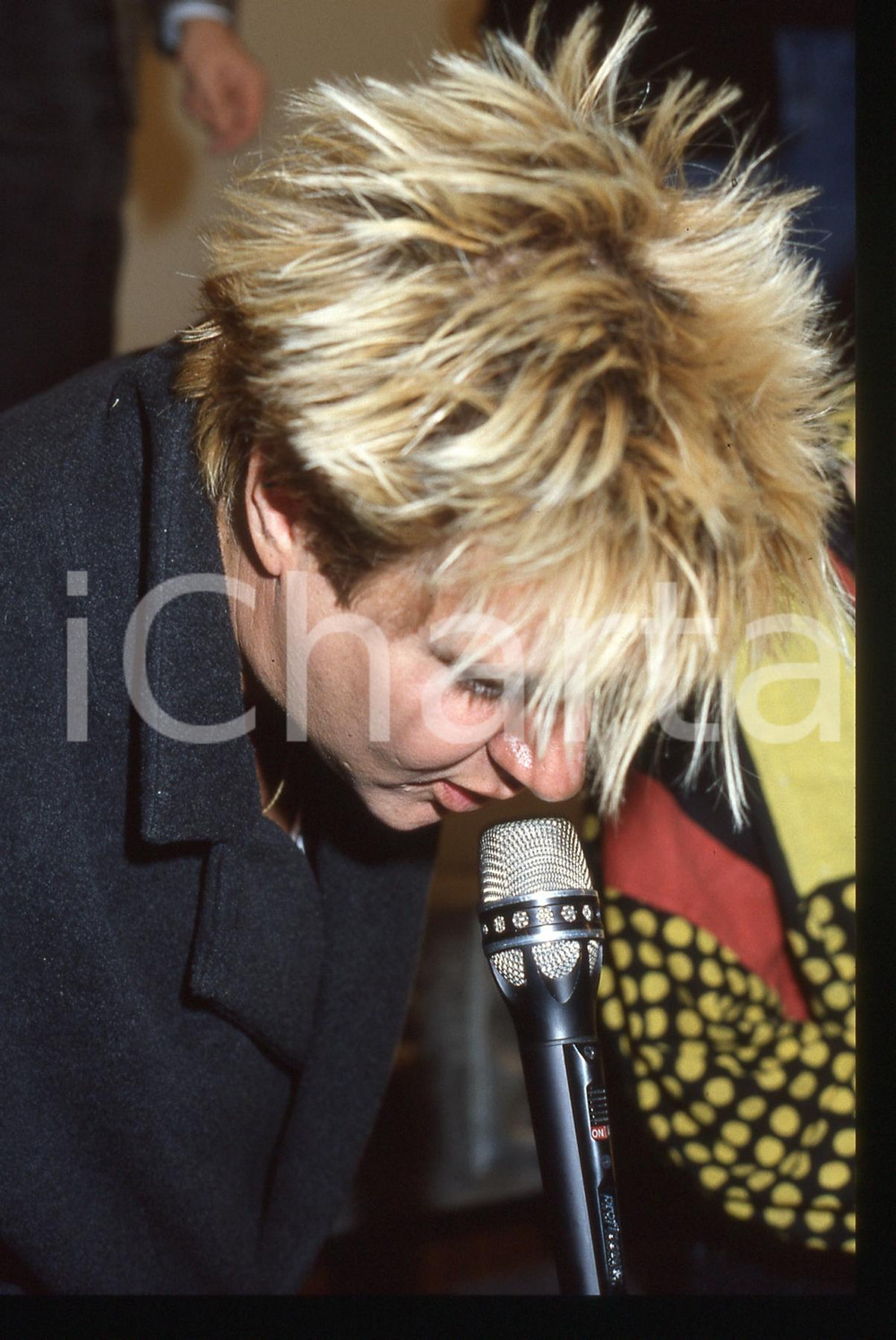 Fotografia d'epoca originale 35mm vintage slide* 1990ca MUSICA Simon LE BON dei DURAN DURAN Intervista 1