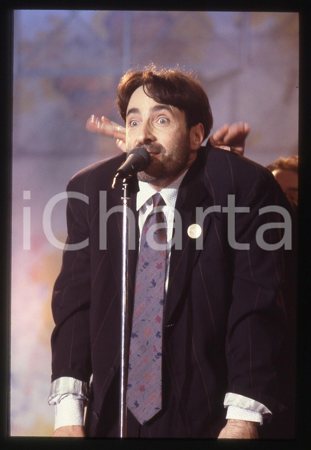 35mm vintage slide* 1988 SANREMO Franz DI CIOCCIO imita ANDREOTTI al FESTIVAL 1 