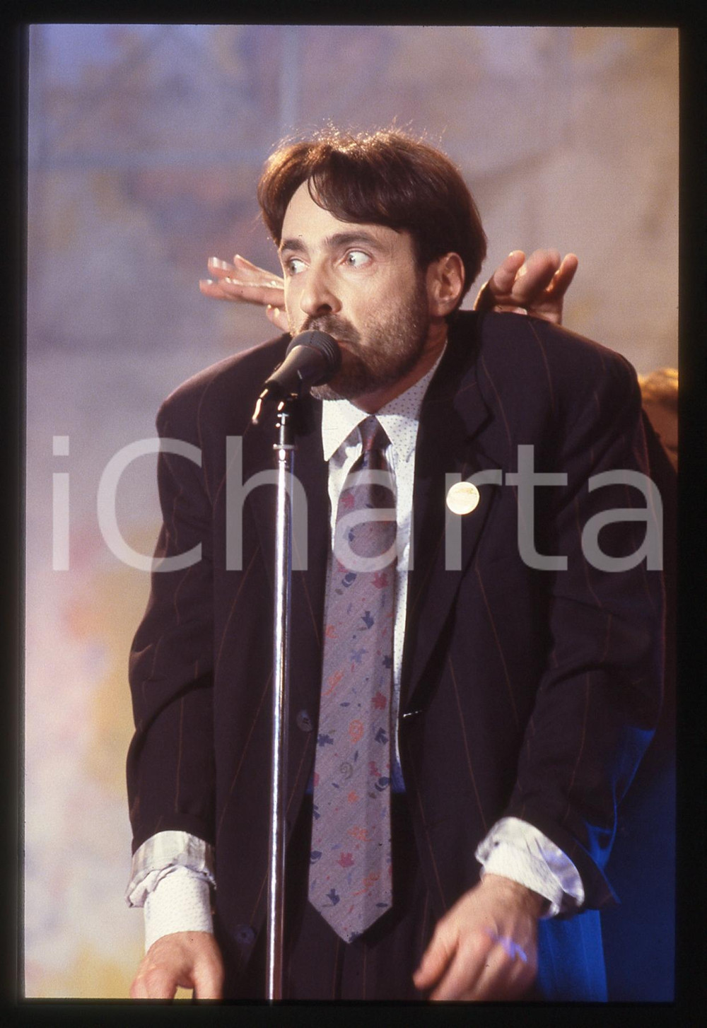 35mm vintage slide* 1988 SANREMO Franz DI CIOCCIO imita ANDREOTTI al FESTIVAL 3