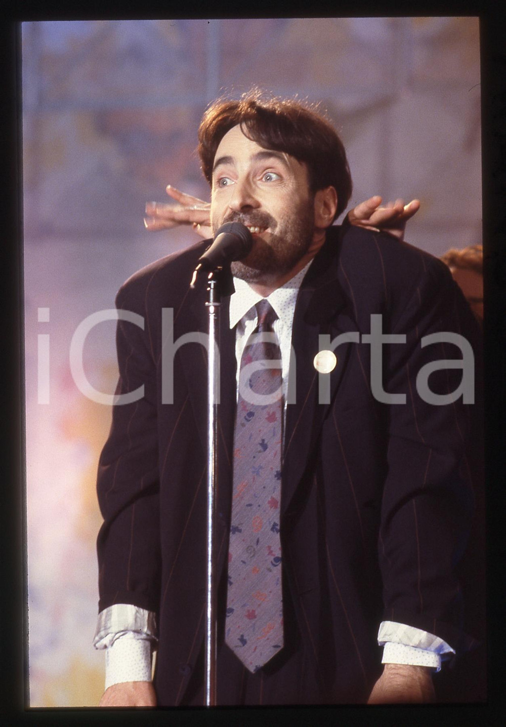 35mm vintage slide* 1988 SANREMO Franz DI CIOCCIO imita ANDREOTTI al FESTIVAL 4
