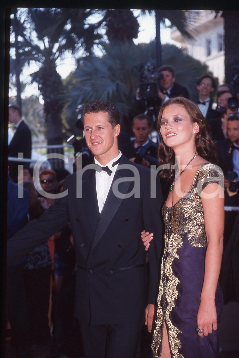 Fotografia d epoca originale 35mm vintage slide 1999 CANNES Kate MOSS Michael SCHUMACHER Festival del Cinema 1