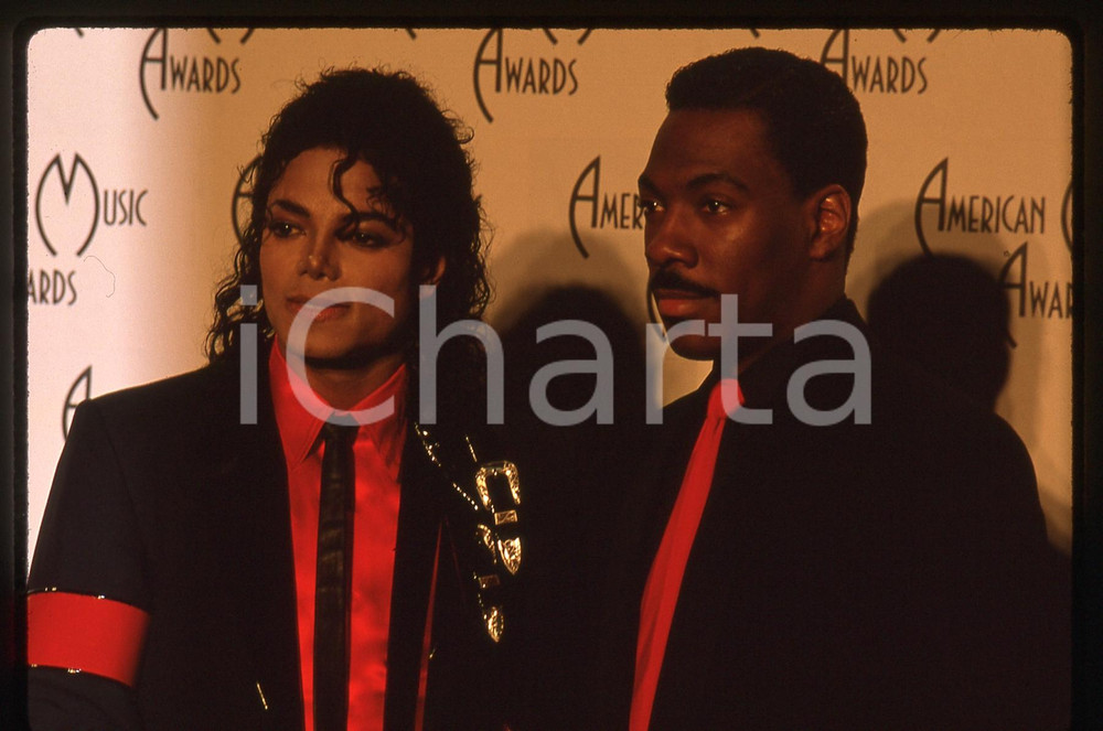 Fotografia d epoca originale 35mm vintage slide 1989 LOS ANGELES Michael JACKSON Eddie MURPHY agli AMAS 1