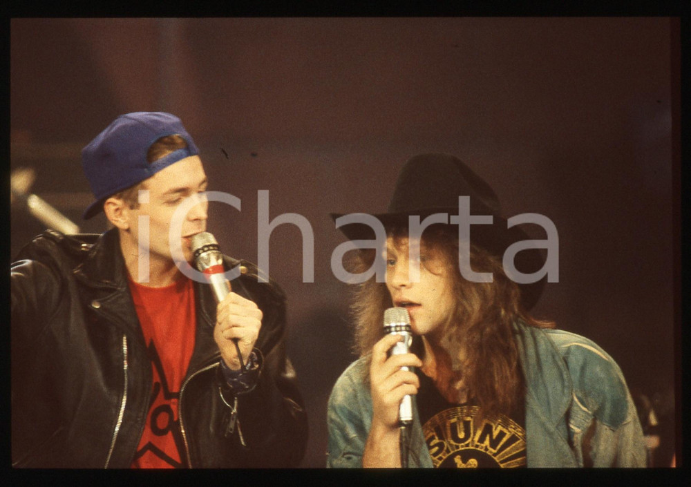 35mm vintage slide* 1988 MILANO BON JOVI e Lorenzo JOVANOTTI al Rolling Stone