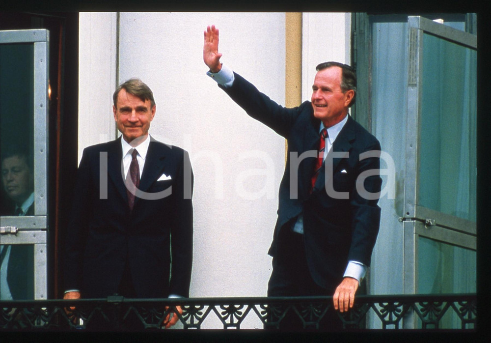 35mm vintage slide* 1991 USA George BUSH senior con Mauno KOIVISTO Ritratto