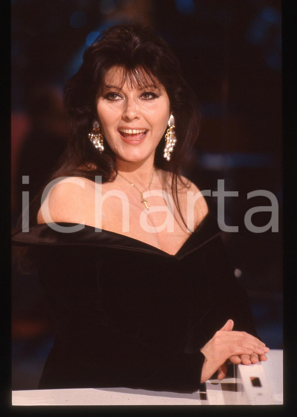 35mm vintage slide* 1990 RAI 2 Claudia MORI durante programma Dudù Dudù (7)