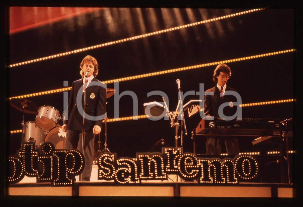 35mm vintage slide* 1984 SANREMO Bruno BERGONZI Mike LOGAN dei DHUO Concerto 4