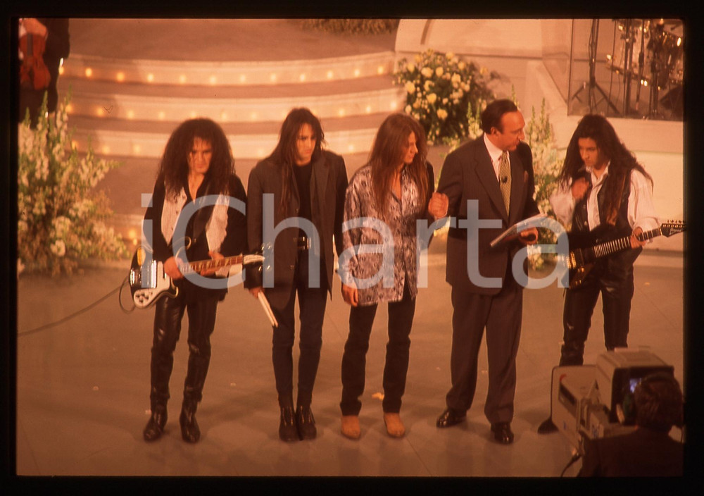 Fotografia d epoca originale 35mm vintage slide 1995 SANREMO Pippo BAUDO presenta i DHAMM all Ariston 2 1