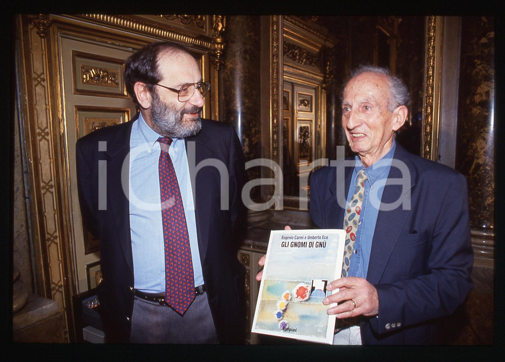 35mm vintage slide* 1992 MILANO Umberto ECO Eugenio CARMI presentano libro (1)