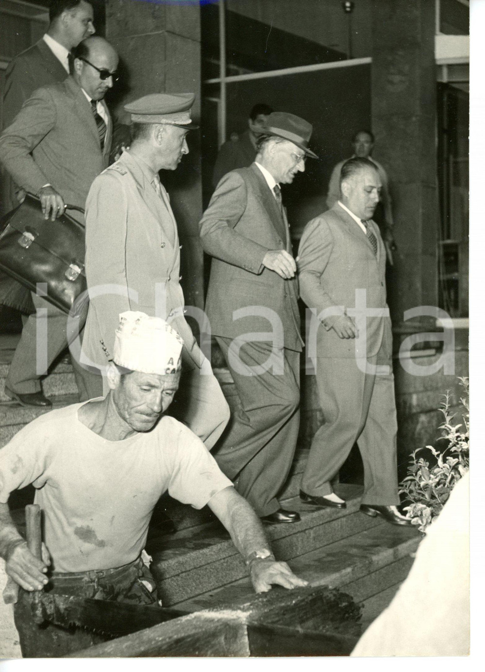 1953 ROMA Alcide DE GASPERI in partenza da Ciampino *Foto 13x18 cm