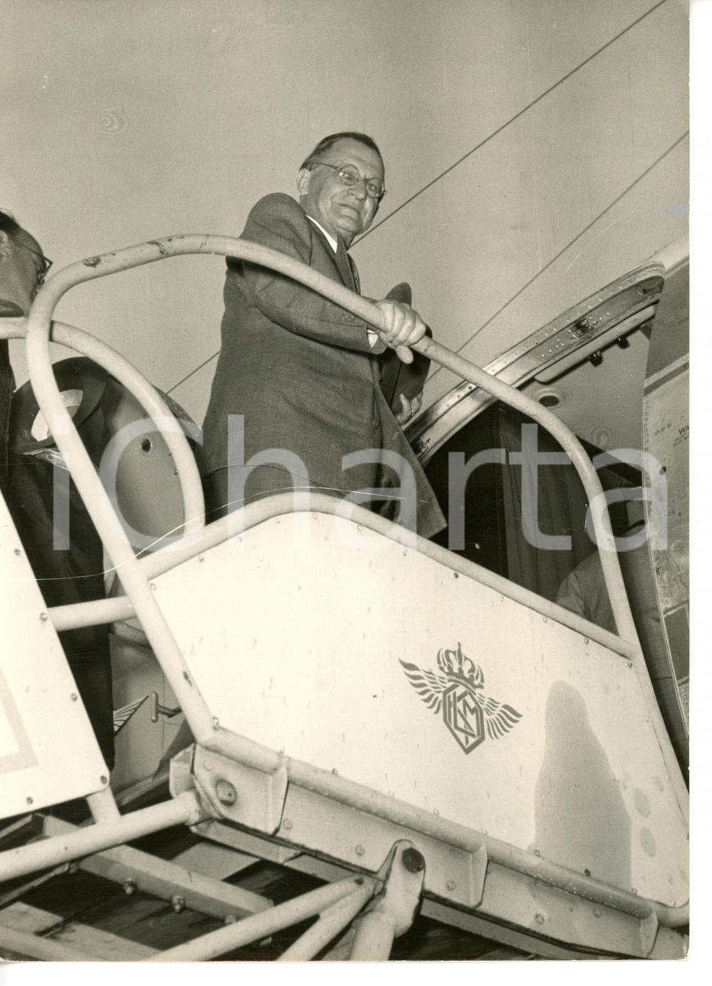 1953 ROMA Ritratto di Alcide DE GASPERI su volo KLM *Fotografia 13x18 cm