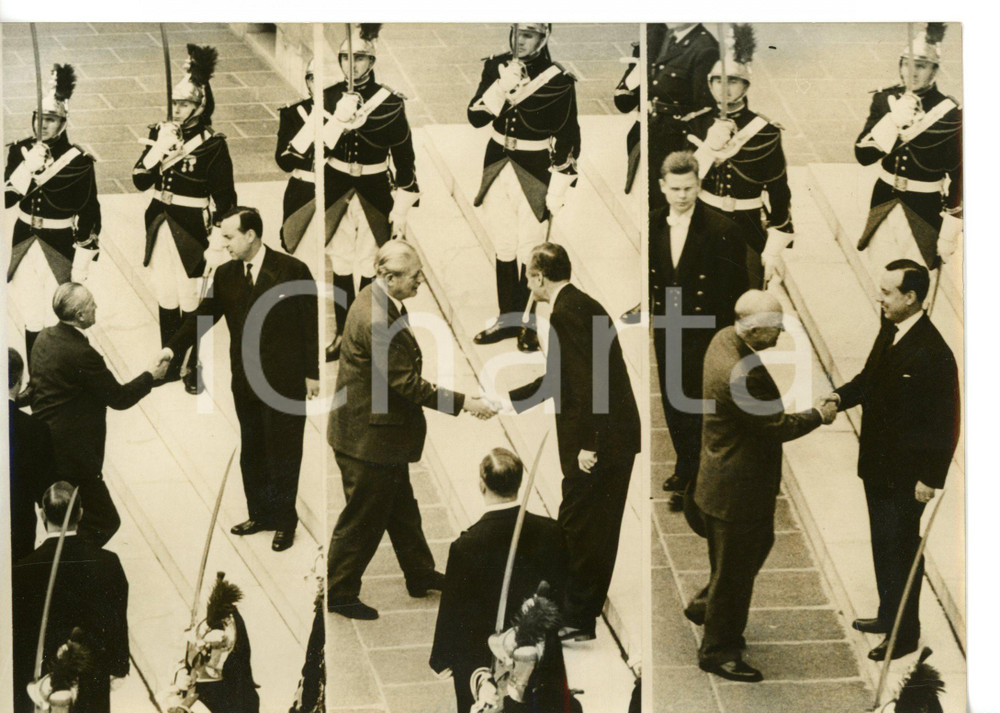 Fotografia d epoca originale 1960 PARIS Konrad ADENAUER  Harold MACMILLAN  Dwight EISENHOWER  Michel DEBRÃ‰ 1