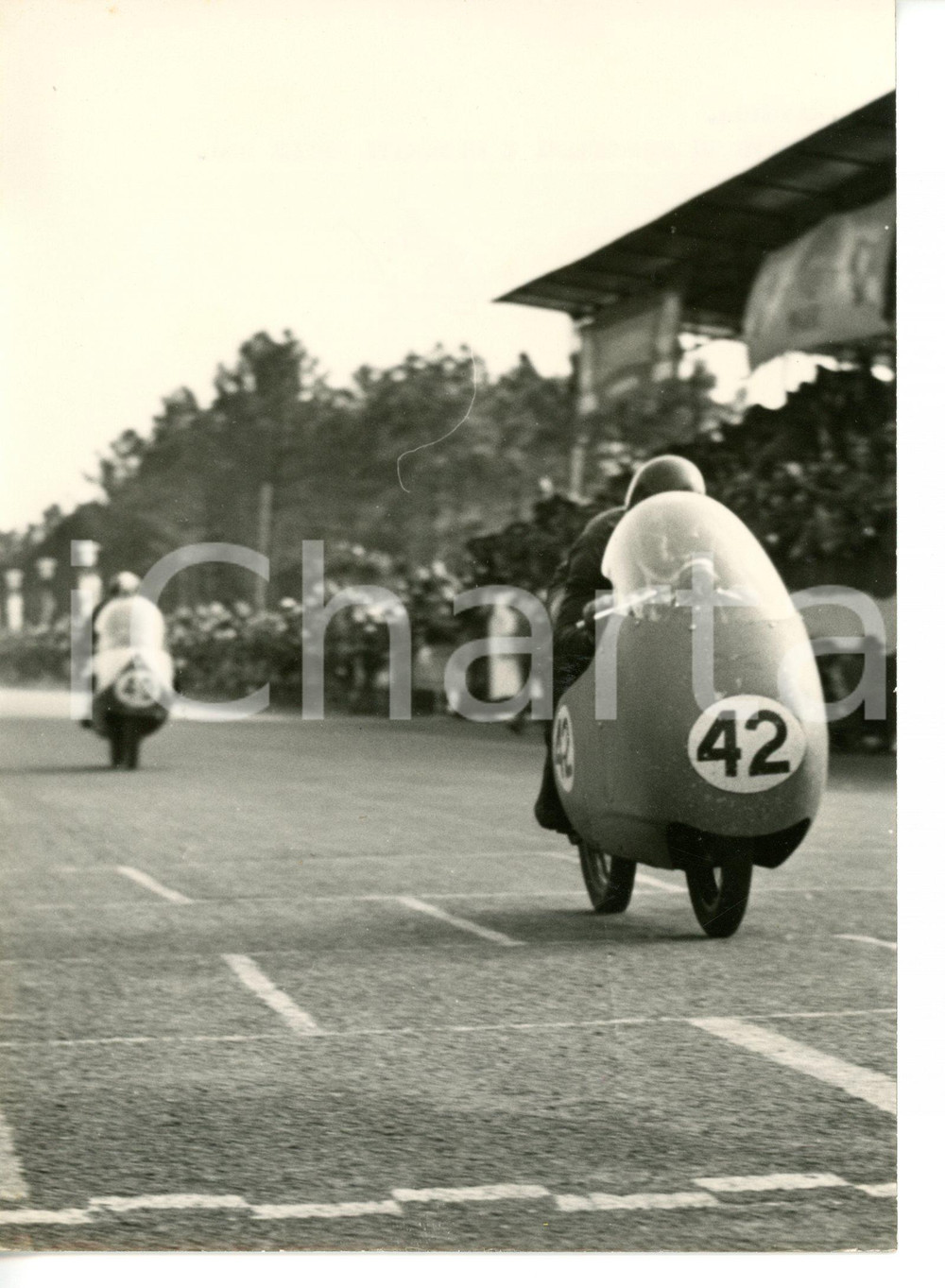 1955 ca RAVENNA - MOTOCICLISMO Arrivo di Libero LIBERATI e MONTANARI *Foto 13x18