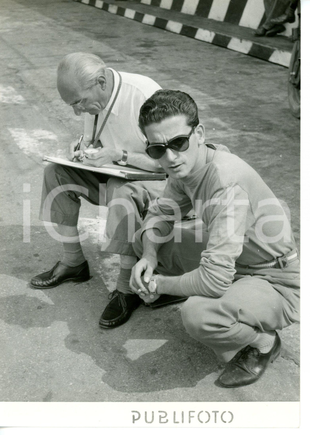 1953 AUTODROMO DI MONZA Prove GRAN PREMIO - Giuseppe GILERA con Umberto MASETTI
