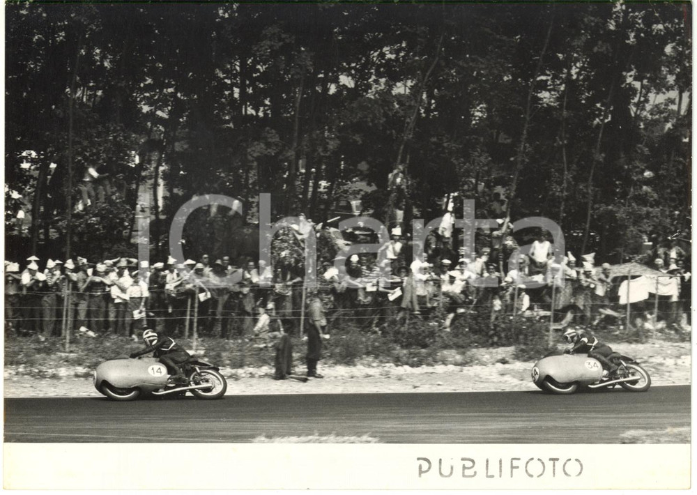 1955 MONZA GP DELLE NAZIONI - Bill LOMAS e Dickie DALE su MOTO GUZZI Classe 350