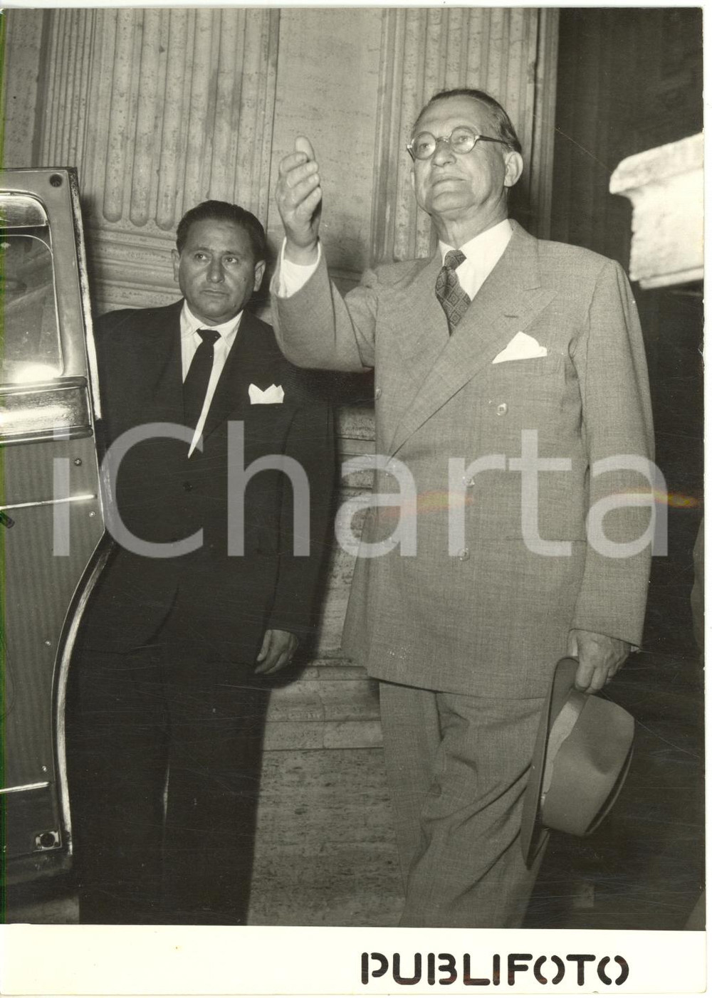 1953 ROMA VIMINALE Alcide DE GASPERI dopo passaggio consegne a Giuseppe PELLA 