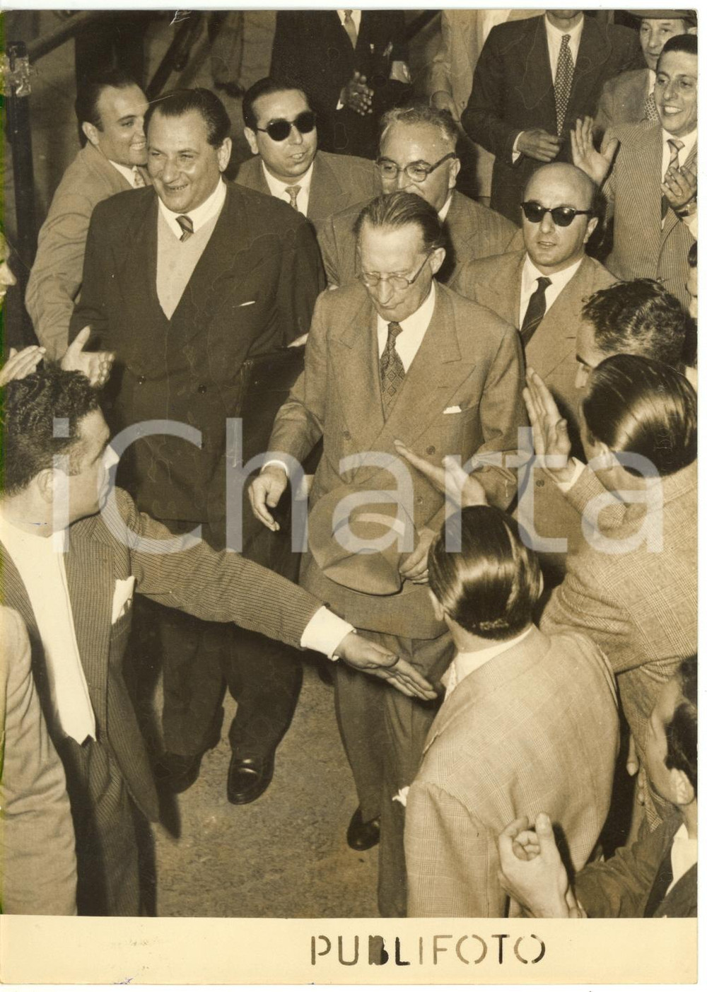 1953 NAPOLI Arrivo Alcide DE GASPERI Antonio GAVA a comizio DEMOCRAZIA CRISTIANA