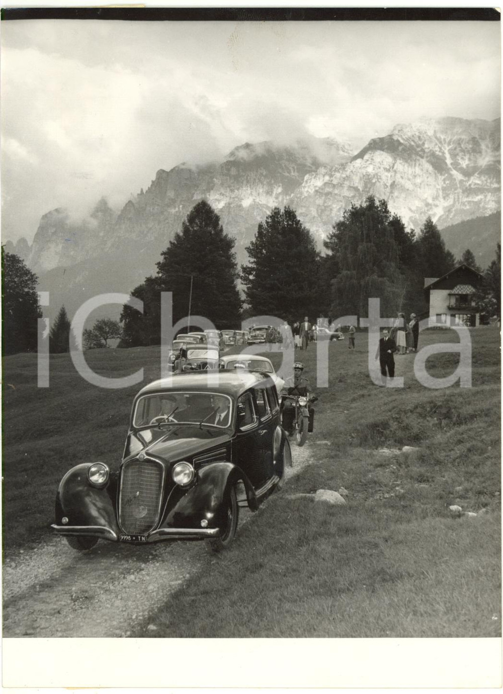 1954 SELLA VALSUGANA Funerali Alcide DE GASPERI - Corteo funebre con automobili 
