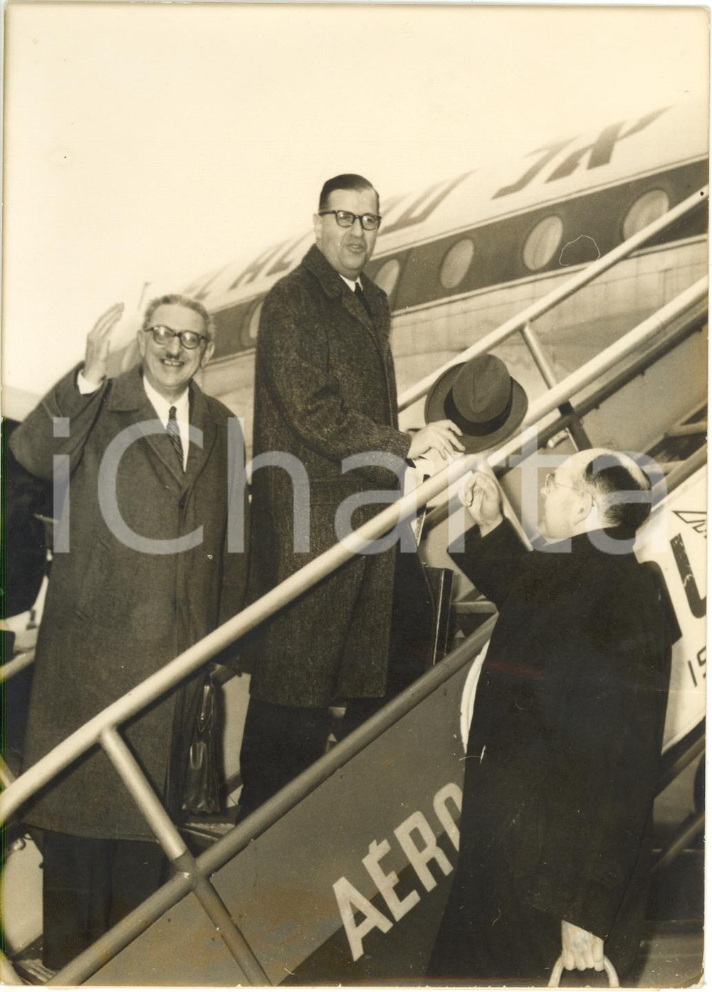 1958 AÉROPORT DE PARIS-ORLY Ambassadeur Abba EBAN et Jules MOCH au départ *Photo