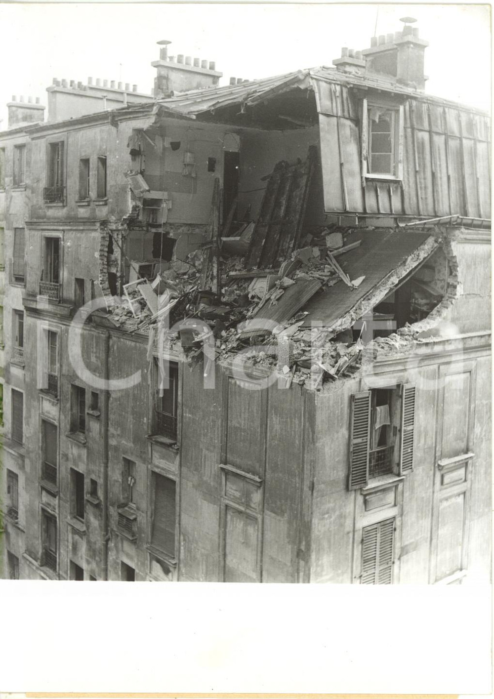 Fotografia d epoca originale 1960 PARIS XII Arrondissement RUE CLAUDEDECAEN Explosion dÃ»e Ã  une fuite de gaz 1