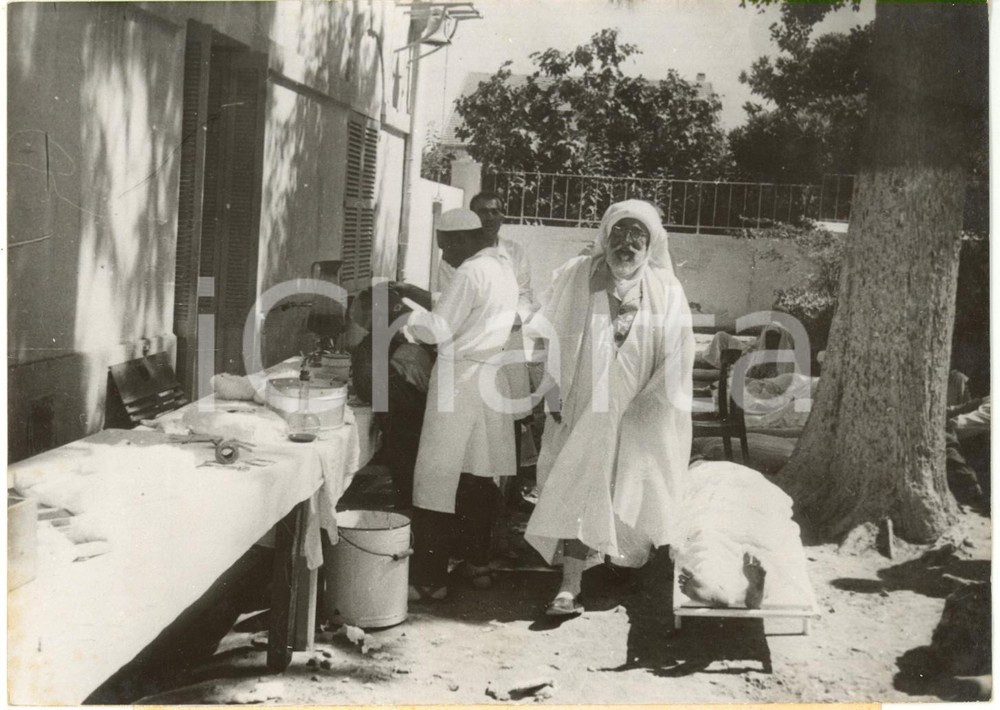 Fotografia d epoca originale 1954 ALGERIE  SÃ‰ISME D ORLEANSVILLE  Premiers secours aux blessÃ©s Photo 13x18 1