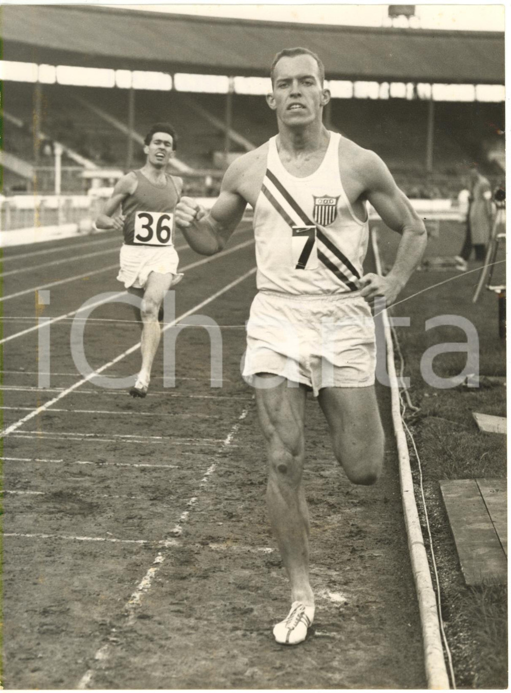 1957 LONDON WHITE CITY STADIUM Tom COURTNEY Derek JOHNSON at London v NY contest