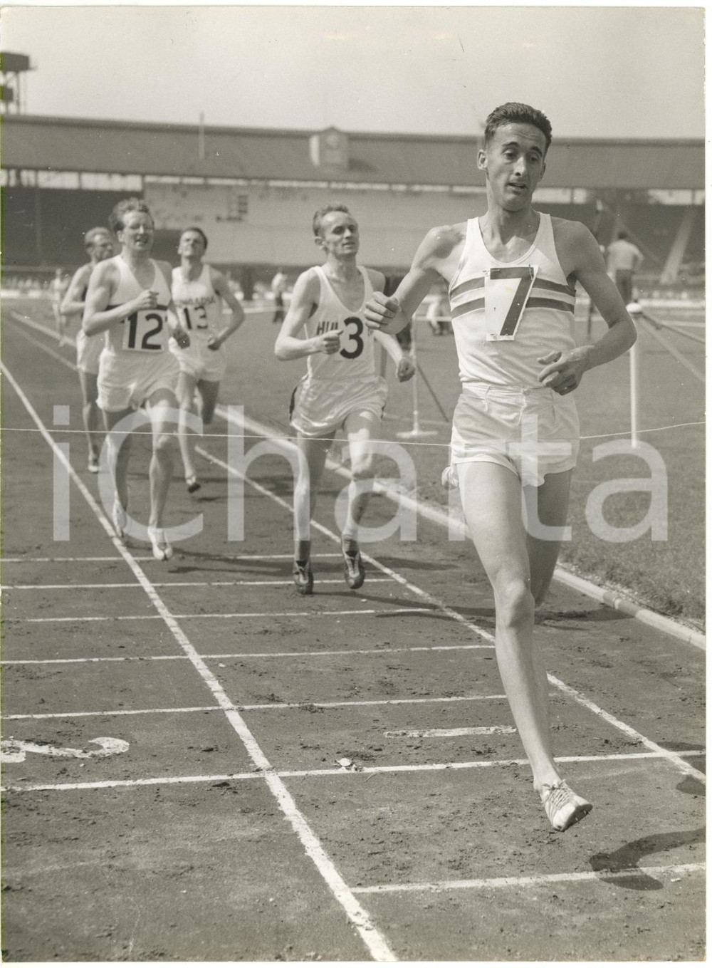 Fotografia d epoca originale 1958 LONDON WHITE CITY STADIUM Gordon PIRIE IstvÃ¡n RÃ“ZSAVÃ–LGYI at BRITISH GAMES 1