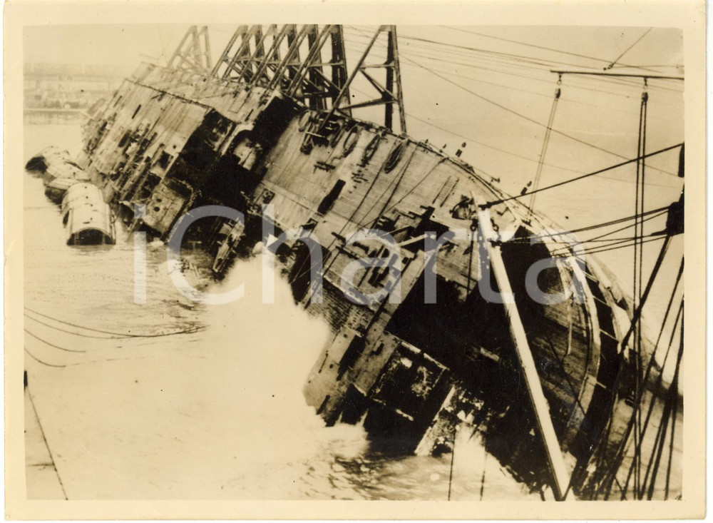 1954 LIVERPOOL Gladstone Dock - Shipwreck of liner EMPRESS OF CANADA hauled out