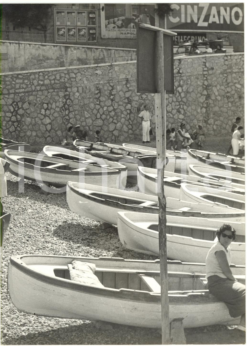 1958 CAPRI Sciopero barcaioli della GROTTA AZZURRA Barche in secco *Foto 13x18
