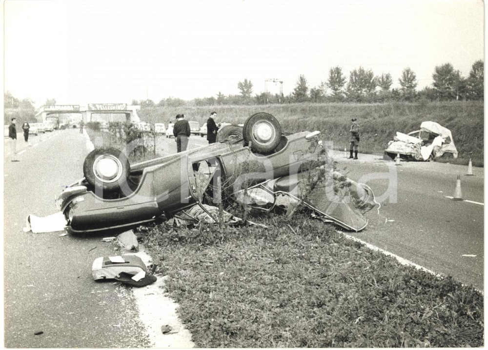 1963 AUTOSTRADA A4 - Incidente mortale sul tratto MILANO - BERGAMO *Foto 18x13
