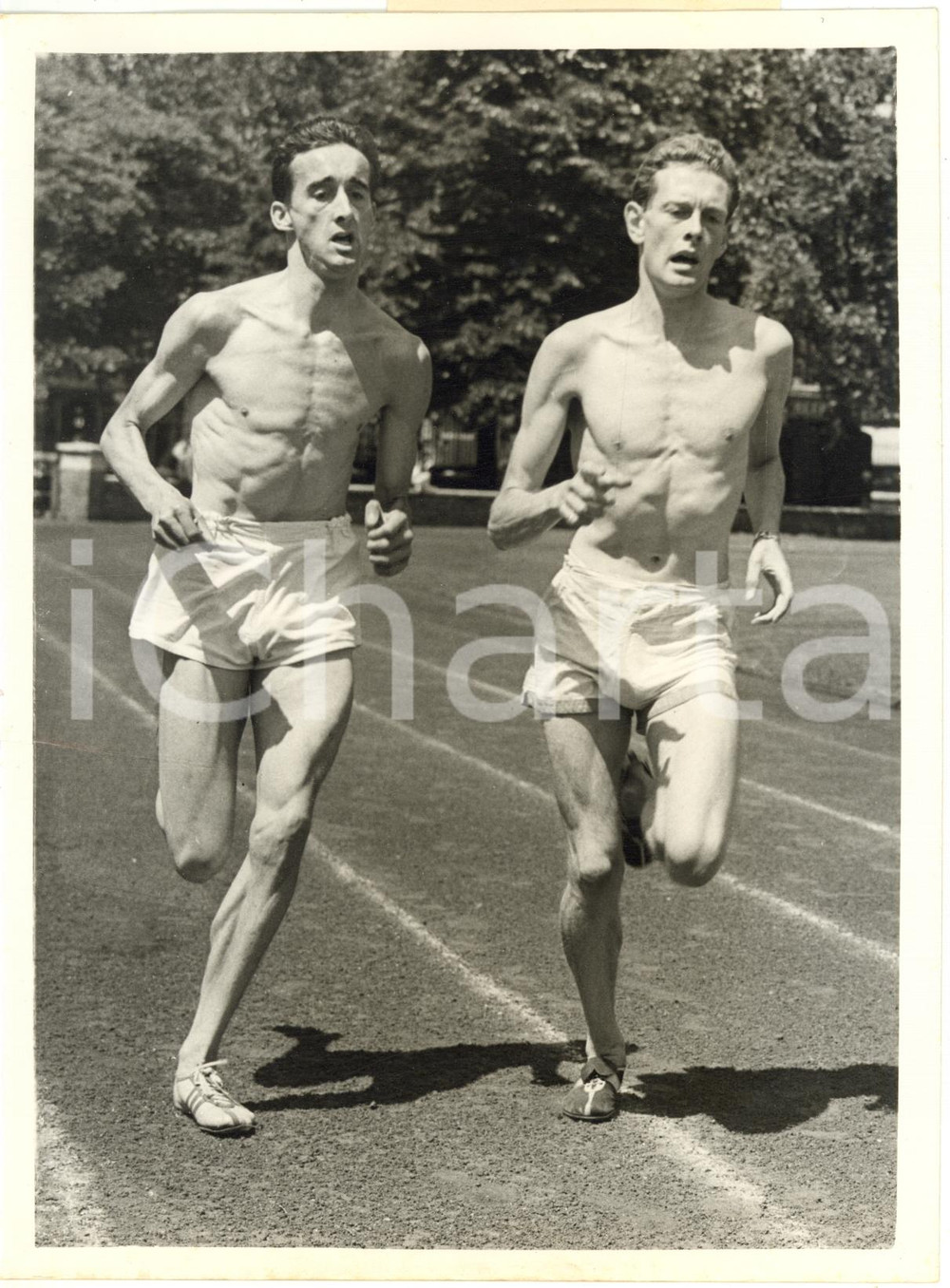 1956 UK ATHLETICS Gordon PIRIE and Brian HEWSON training for Melbourne OLYMPICS