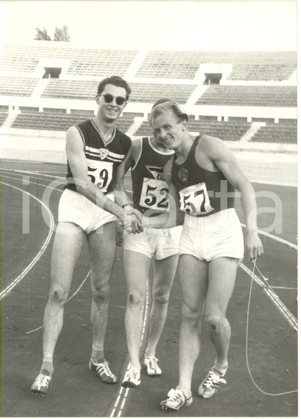 1957 ROMA STADIO OLIMPICO Livio BERRUTI Leonid BARTENEV a meeting preolimpionico