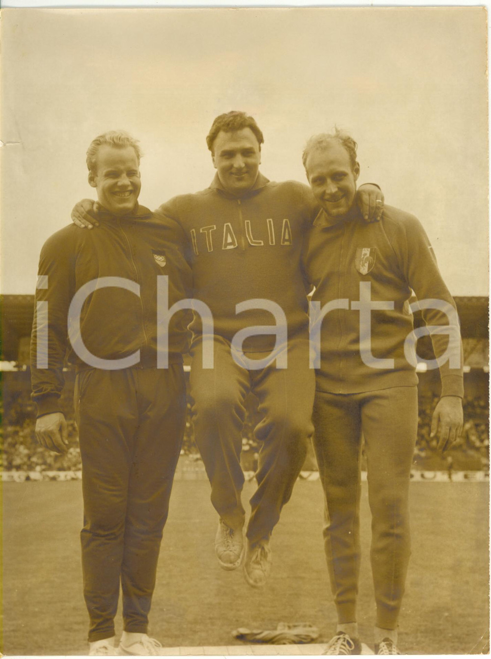 1961 COLOMBES ATLETICA Silvano MECONI e Dietrich URBACH Podio getto del peso