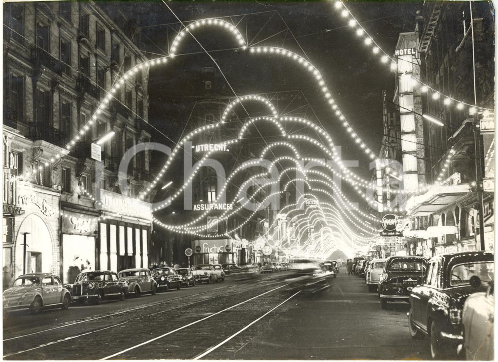1956 BRUXELLES Boulevard Adolphe Max - Tradizionali luminarie natalizie *Foto