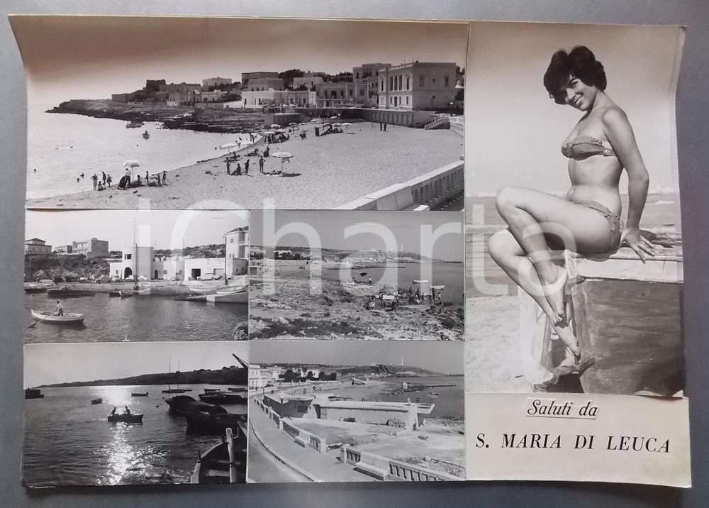 1960 ca SANTA MARIA DI LEUCA - Vedutine con Pin-Up *Bozzetto per cartolina 45x31
