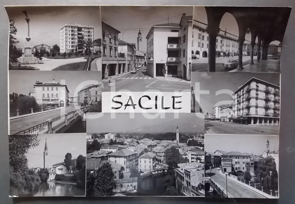 Stampa, bozzetto originale 1960 ca SACILE  Vedutine della cittÃ  Bozzetto preparatorio per cartolina 45x31 1
