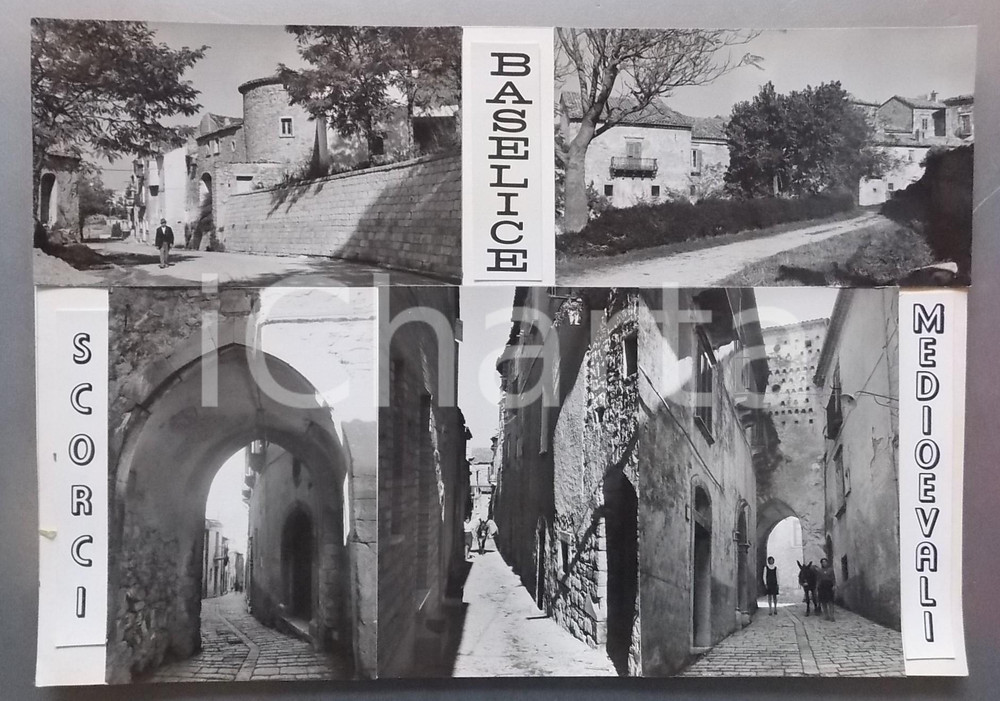 1965 ca BASELICE Castello - Palazzo Lembo - Vedutine - Bozzetto cartolina 35x25
