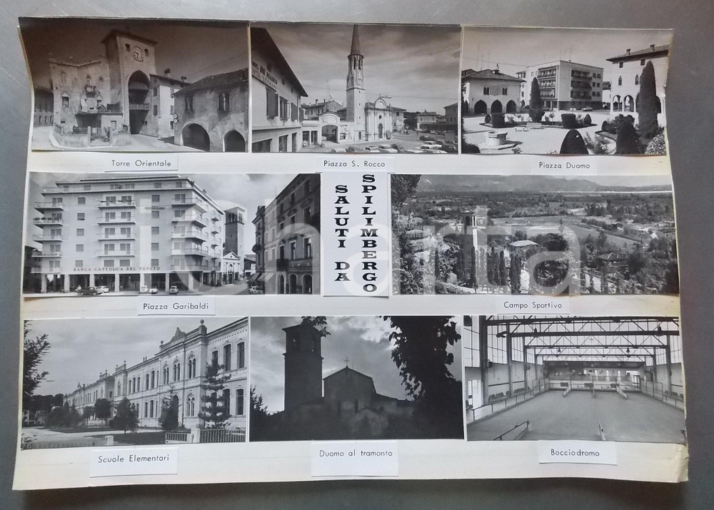 1960 ca SPILIMBERGO Torre Orientale - Piazza Duomo - Bozzetto cartolina 45x31