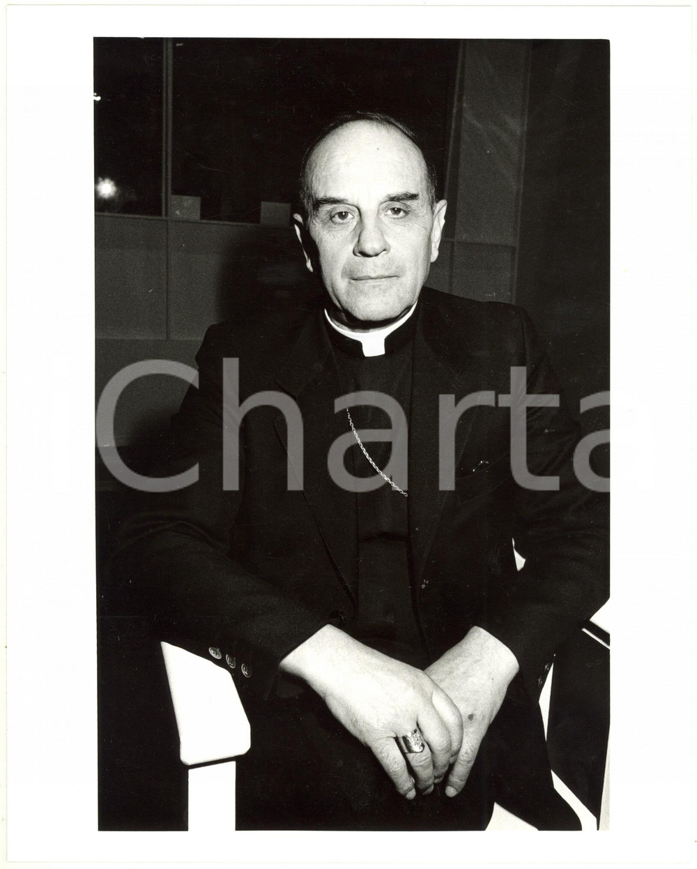 1980 ca ITALIA Ritratto di monsignor Clemente RIVA *Fotografia 20x25 cm