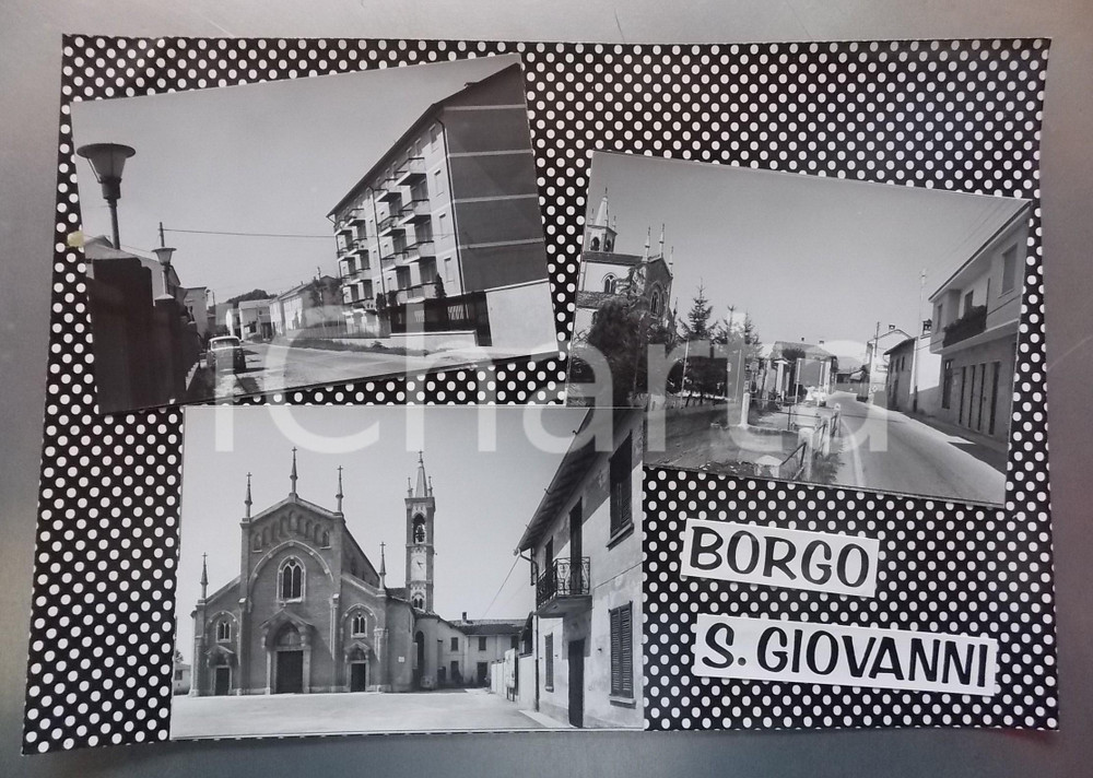 1965 ca BORGO SAN GIOVANNI (LO) Vedutine - Bozzetto per cartolina 33x23 cm
