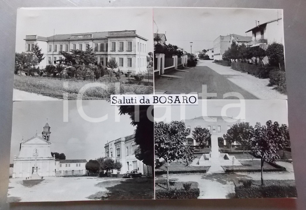 1960 ca. BOSARO Scuole elementari - Municipio - Bozzetto per cartolina 31x25 cm