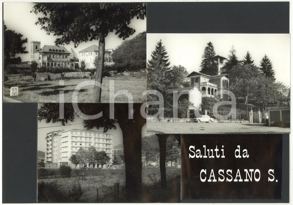 1960 ca. CASSANO SPINOLA Vedutine con FIAT 1100 *Bozzetto per cartolina 30x21 cm