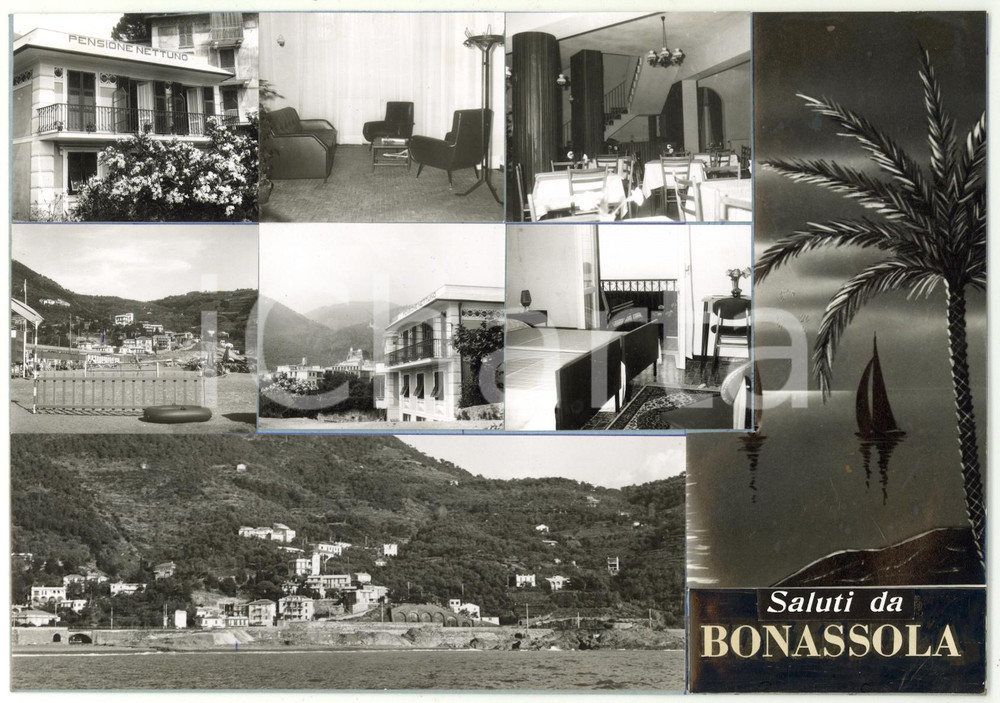 1965 ca. BONASSOLA Pensione Nettuno - Bozzetto per cartolina 21x15 cm