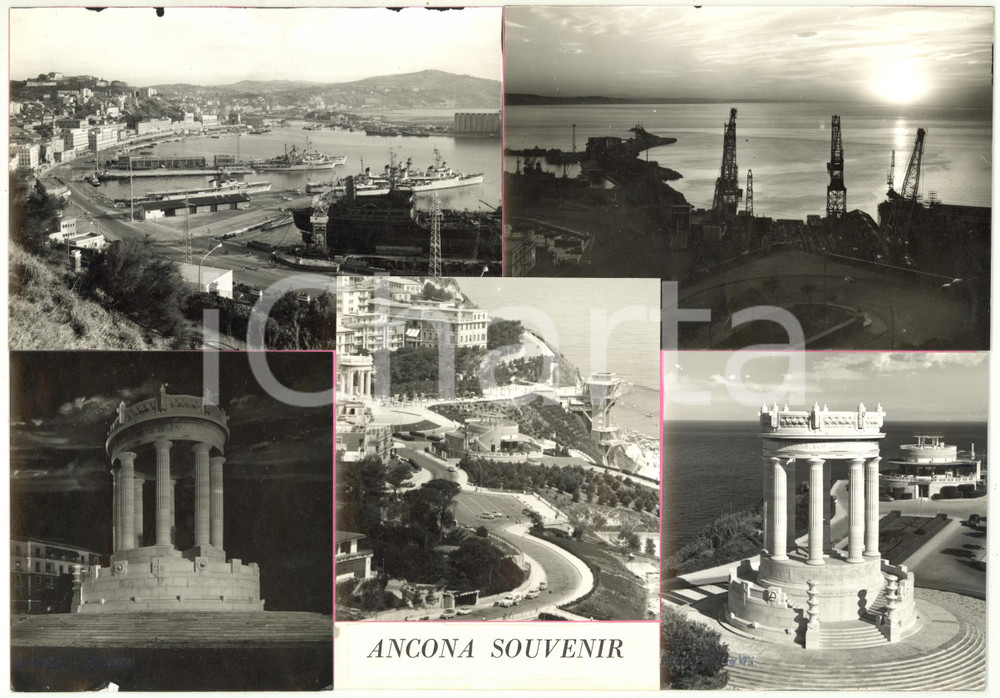 1960 ca ANCONA Monumento ai Caduti - Il porto - Bozzetto per cartolina 30x21 cm