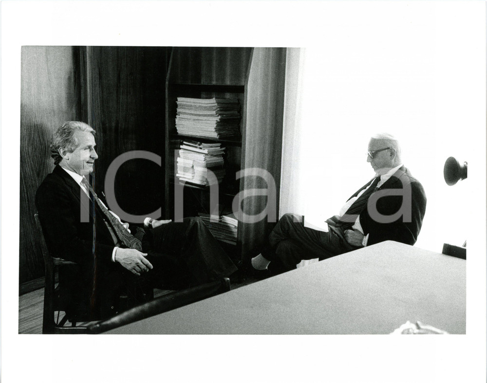 1990 ca MILANO Enzo BIAGI intervista Giovanni TRAPATTONI Foto 25x20 cm