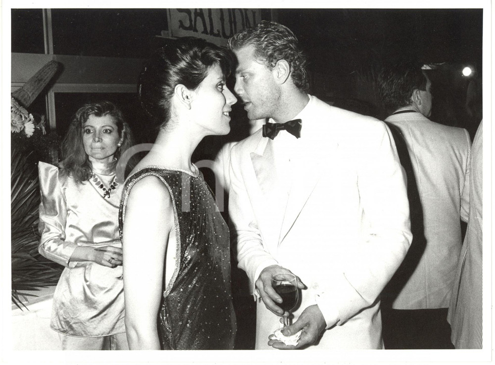 1986 CANNES FESTIVAL DEL CINEMA Jo CHAMPA con Urbano BARBERINI a un party *Foto
