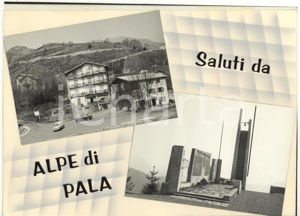 Stampa, bozzetto originale 1970 ca ALPE PALA Vedutine  Memoriale degli Alpini Bozzetto per cartolina 28x20 1