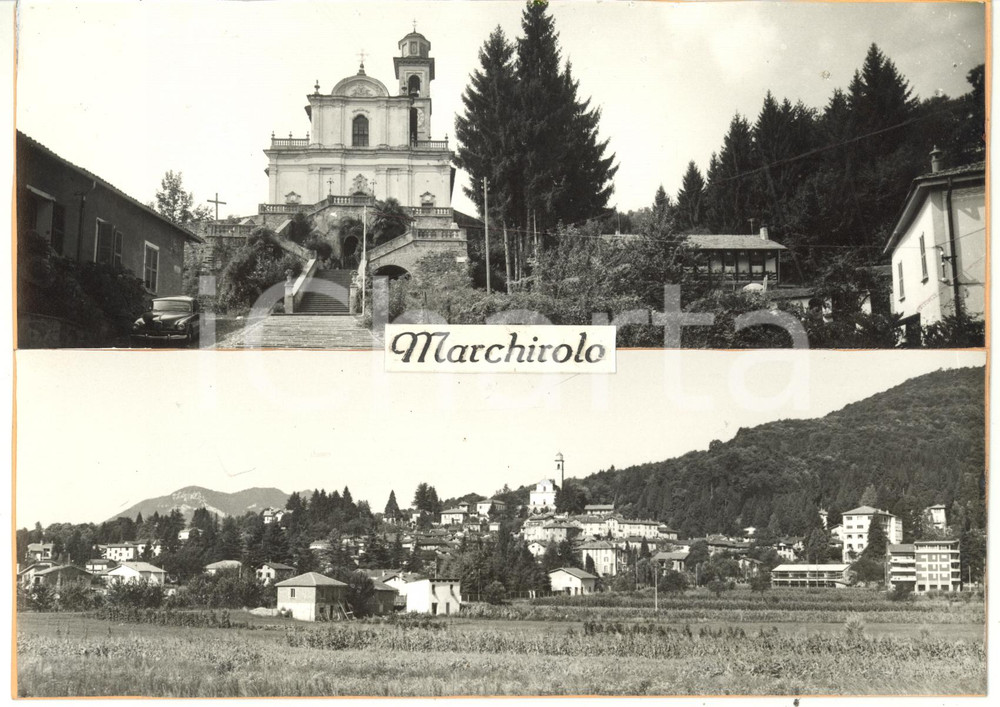 1965 ca MARCHIROLO (VA) Vedutine - Chiesa San Martino *Bozzetto cartolina 21x15